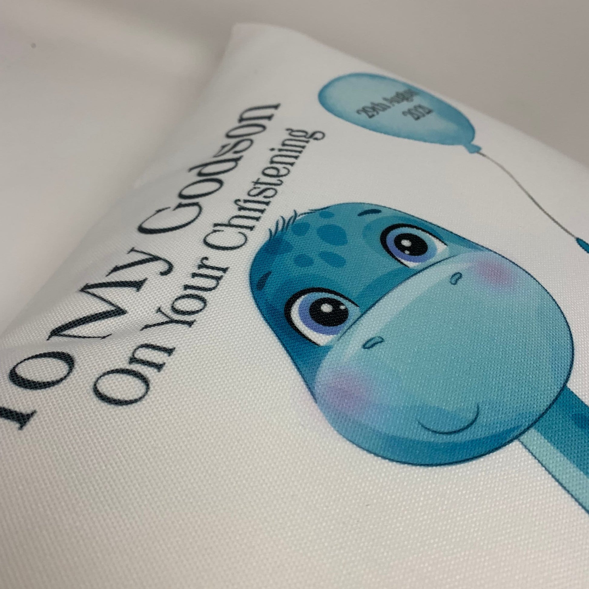Personalised Dinosaur Christening Cushion