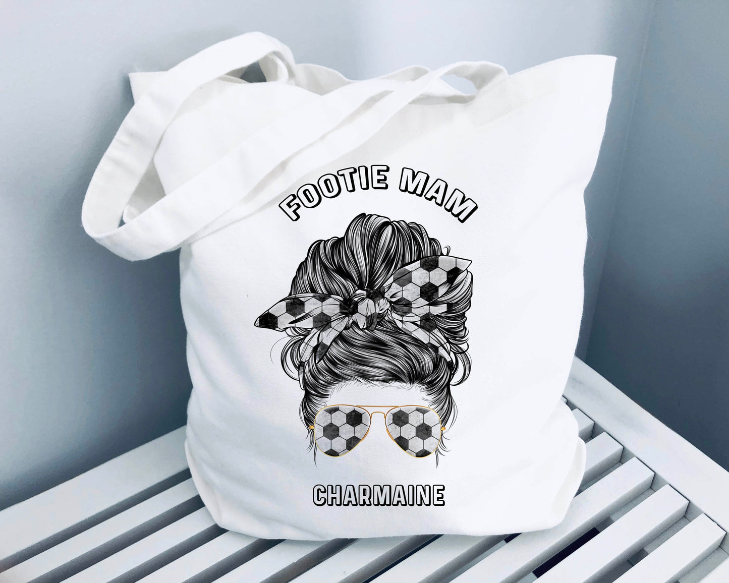 Personalised Footie Mam Tote Bag, Football Mam Gift, Football Mam, Mum, Mom, Football Bag
