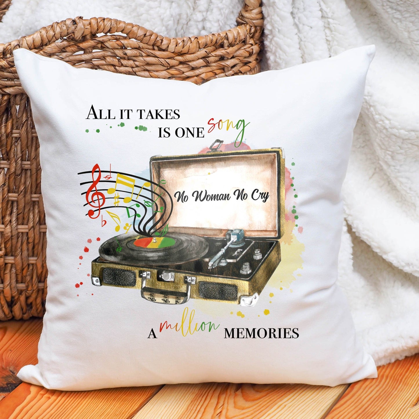 Reggae Record Player Music Cushion/Reggae Music, Reggae Song/Music Gift, Music Memory, Reggae Pillow