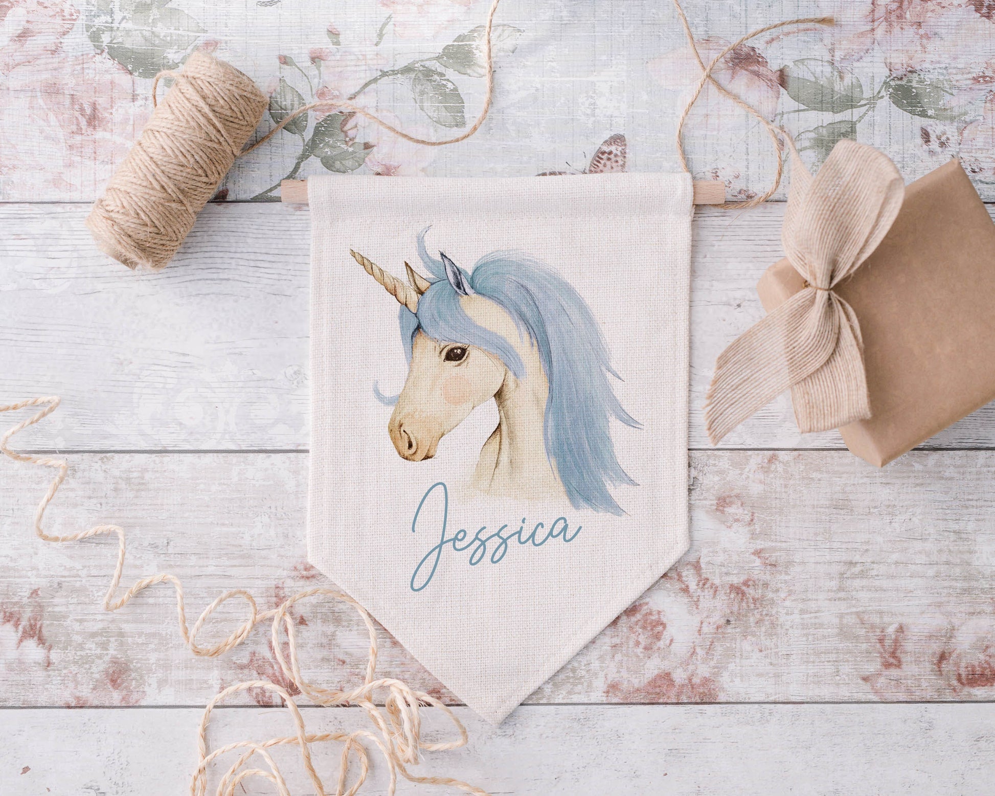Personalised Unicorn Hanging Flag
