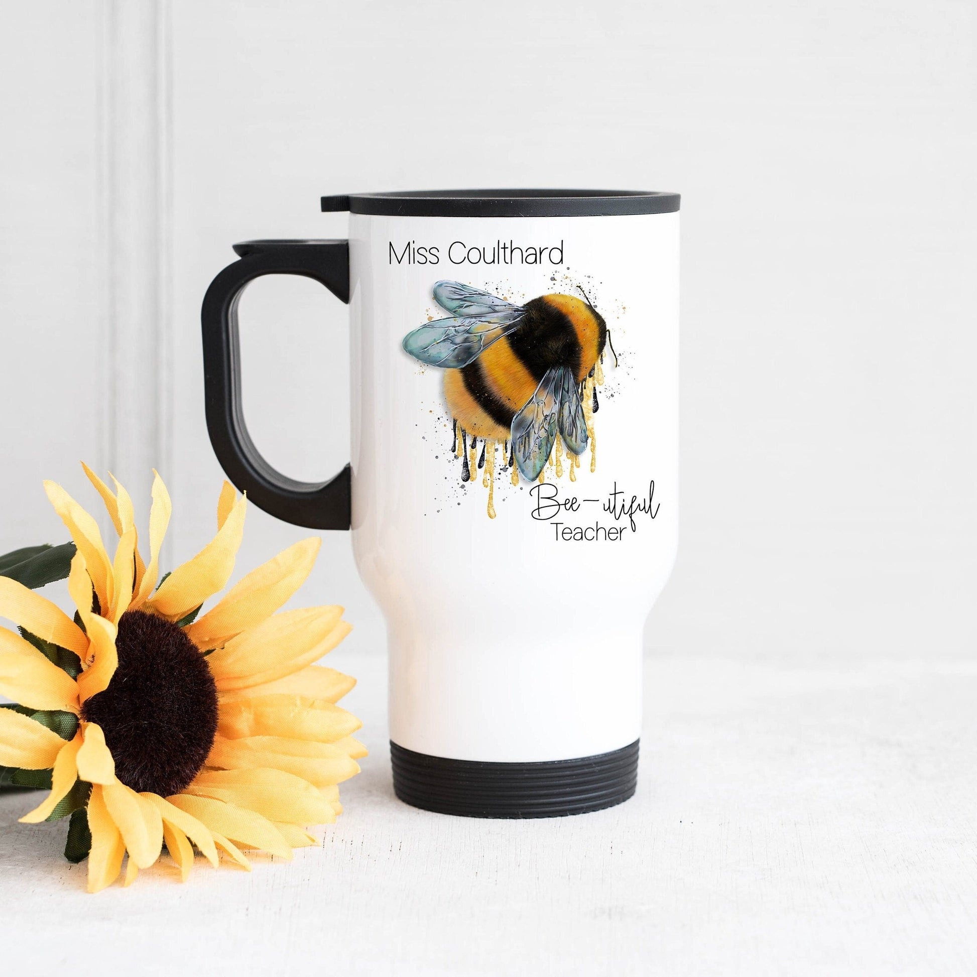 Personalised Teacher Bumble Bee Travel Mug