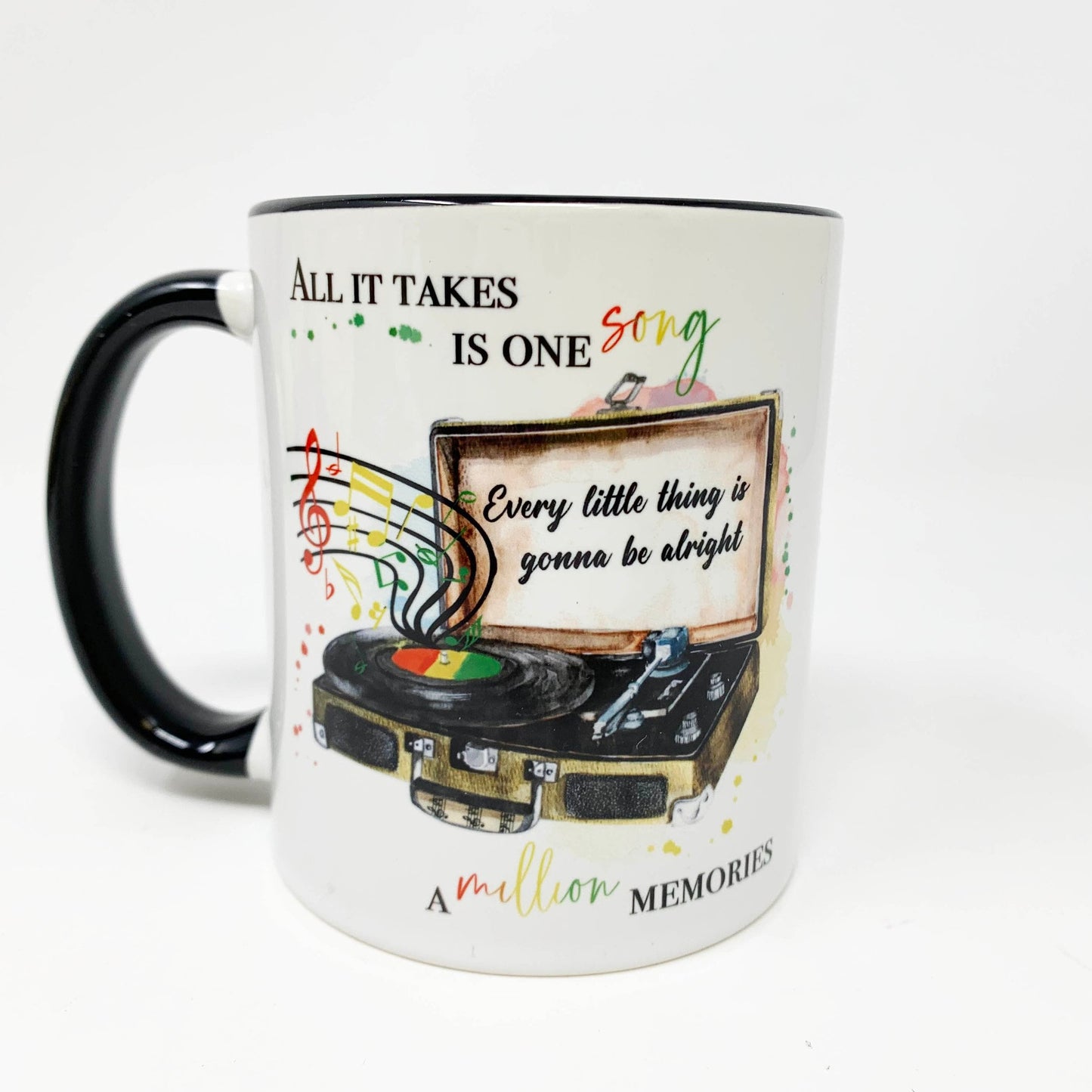 Personalised Reggae Record Player Mug, Reggae Music Mug, Reggae Song Gift, Personalised Reggae Gift Idea, Song Choice Gift Idea