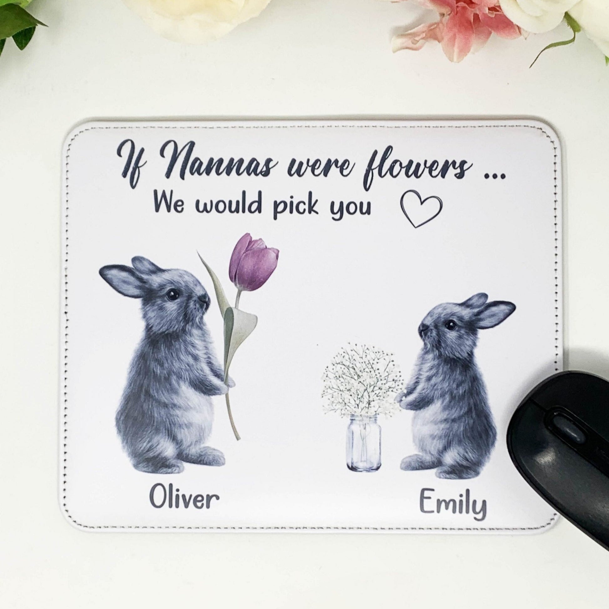 Personalised Female Relation Bunny Mouse Mat