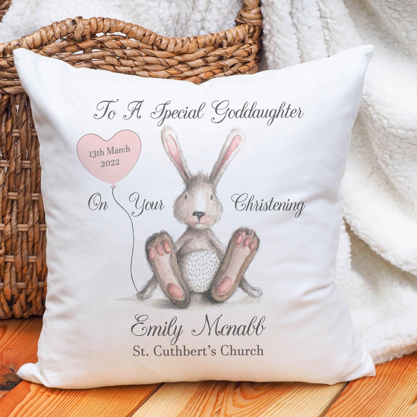 Personalised Goddaughter/Granddaughter Christening Cushion, Goddaughter/Granddaughter Gift, Christening Keepsake