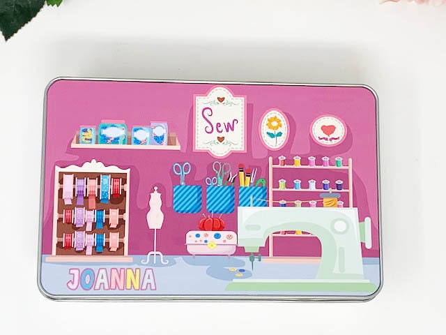 Sewing Personalised Tin, Craft Tin, Female Gift, Sewing Gift, Mothers Day, Birthday Gift