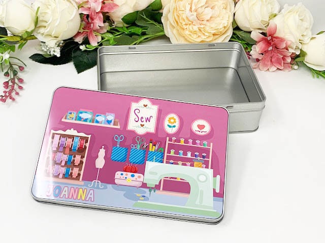 Sewing Personalised Tin, Craft Tin, Female Gift, Sewing Gift, Mothers Day, Birthday Gift