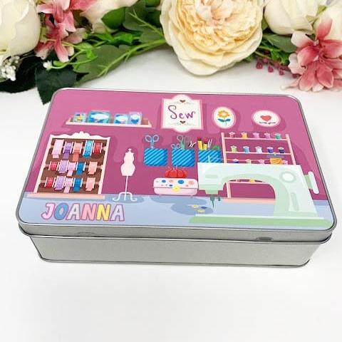 Sewing Personalised Tin, Craft Tin, Female Gift, Sewing Gift, Mothers Day, Birthday Gift