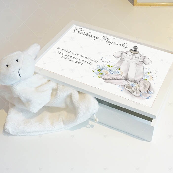 Wooden Christening Keepsake Memory Box