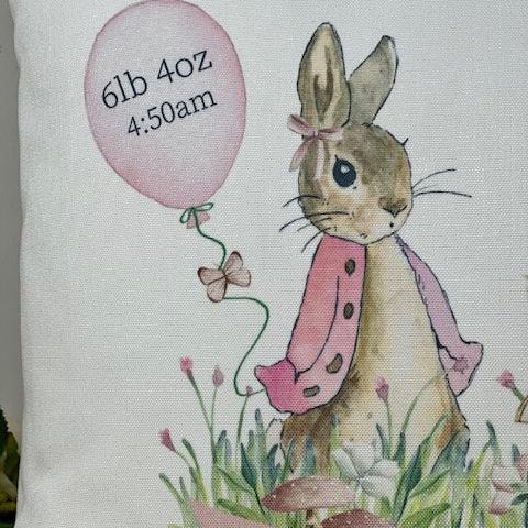 Woodland New Baby Boy, Girl Rabbit Cushion