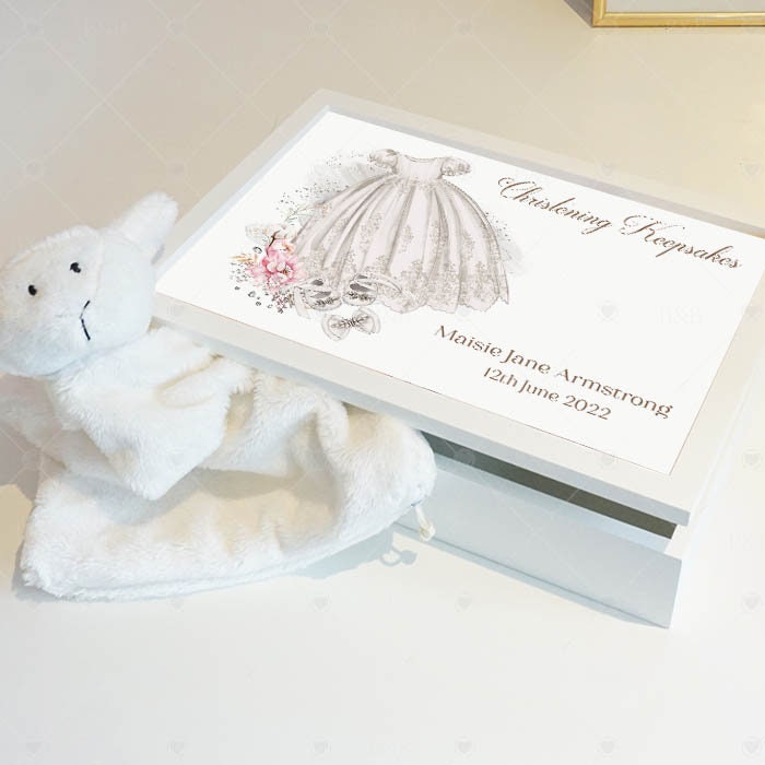 Christening, Baptism, Keepsake Box, Memory Box, Holy Communion, Girls Christening Dress, Christening Box,