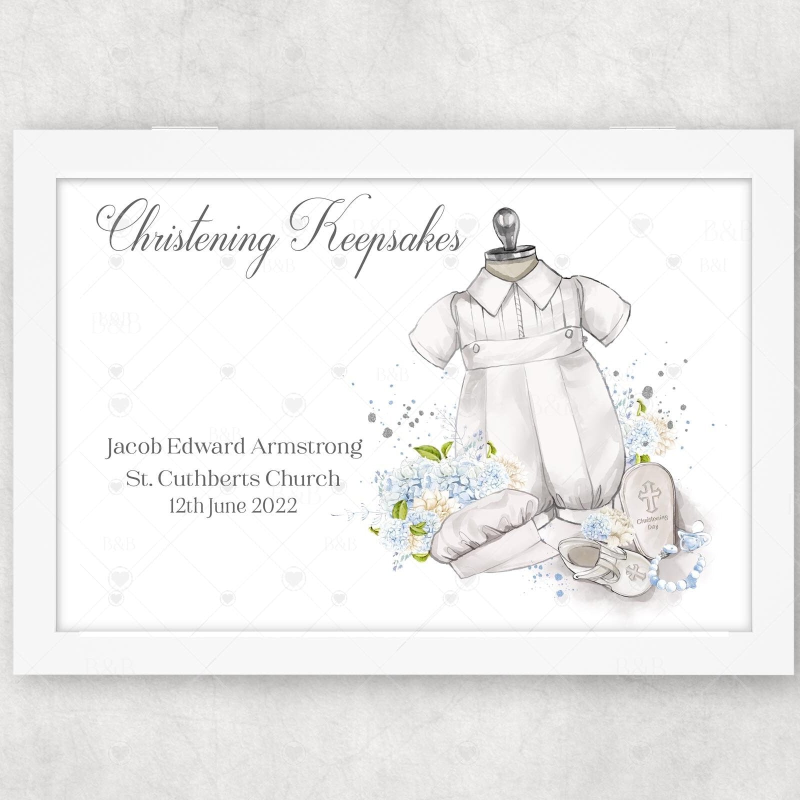 Wooden Christening Keepsake Memory Box