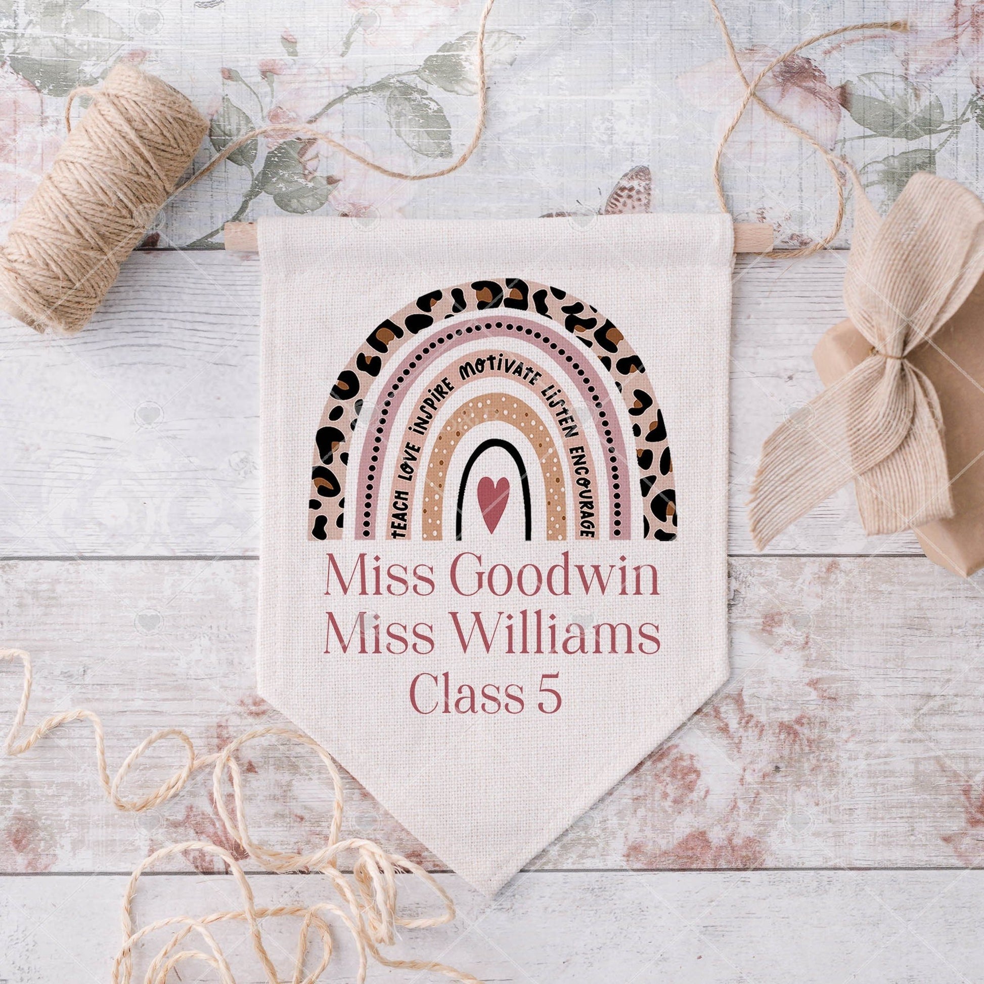 Personalised Teacher Rainbow Hanging Flag