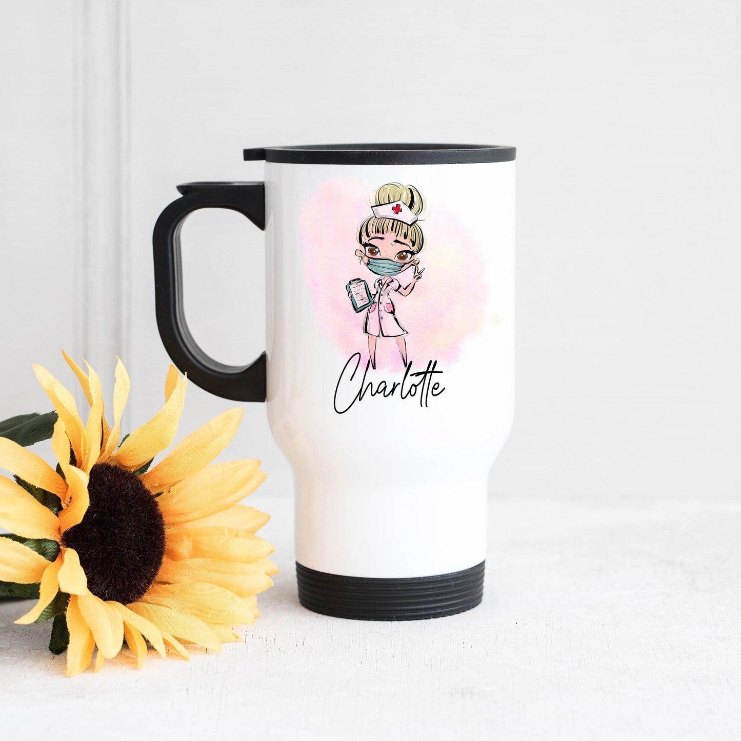 Personalised Nurse Travel Mug, Healthcare Travel Mug, Gift For Nurse, Support Worker Travel Mug