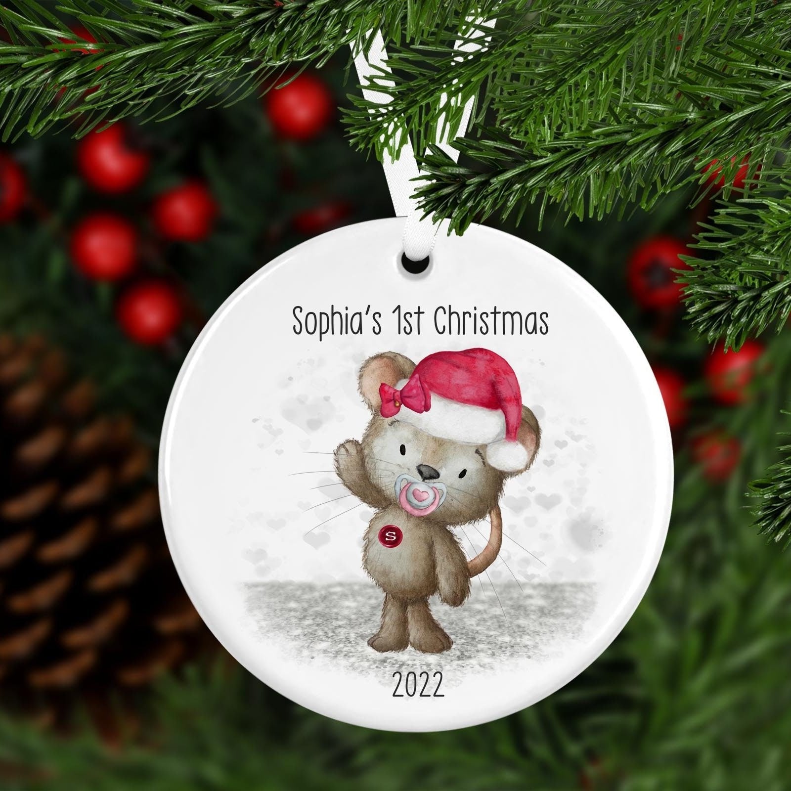Baby Bear First Christmas Ceramic Bauble