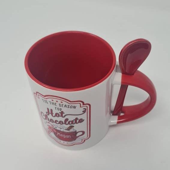 Personalised Christmas Hot Chocolate Mug With Spoon