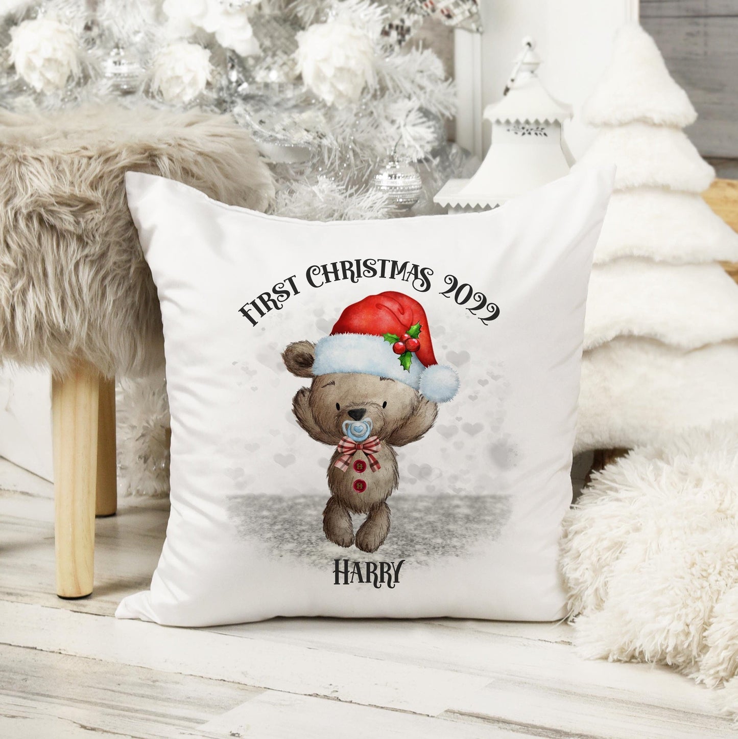 First Christmas Cushion/Teddy Christmas Cushion, First Christmas, Baby Christmas Cushion/Baby Christmas Gift, Christmas Keepsake