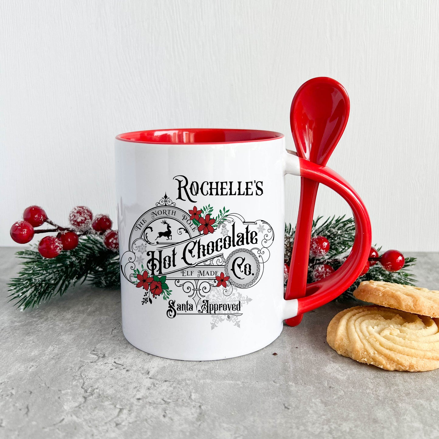 Christmas Hot Chocolate Mug, Personalised Christmas Mug, Hot Chocolate Mug, Mug With Spoon, Christmas Mug