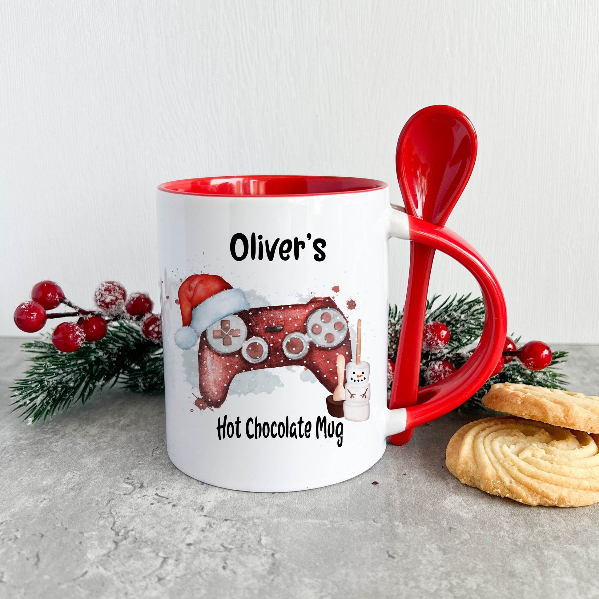Christmas Gaming Hot Chocolate Mug With Spoon