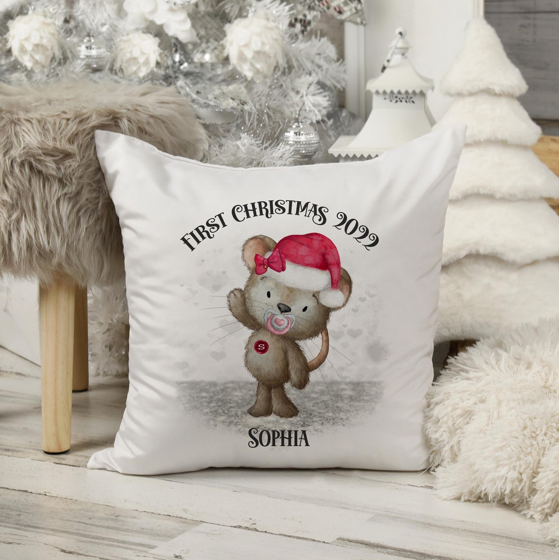 First Christmas Teddy Cushion