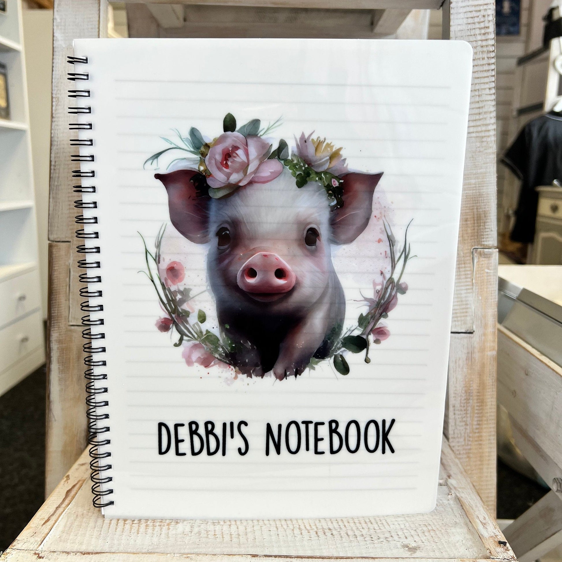 Personalised Floral Pig Notebook