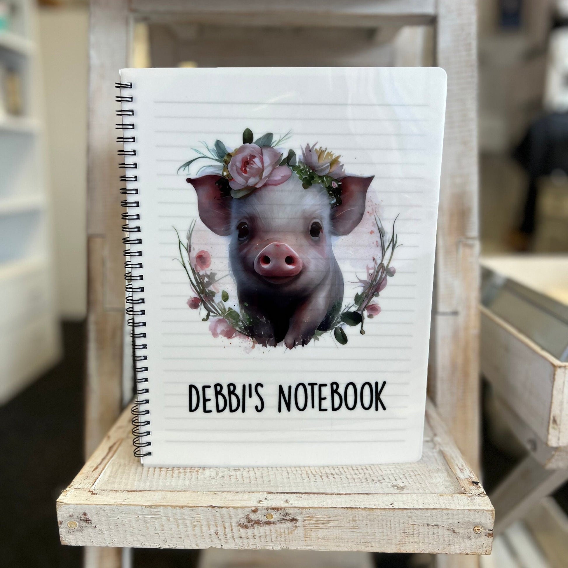 Personalised Floral Pig Notebook