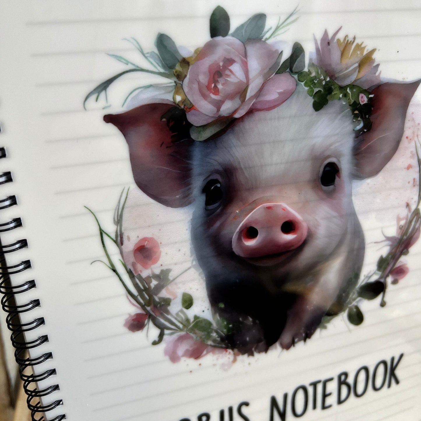 Personalised Pig Notebook, Pig Stationary, Cute Pig Jotter, Personalised Notepad, Pig Notepad, Piglet Notebook, Floral Pig Stationary