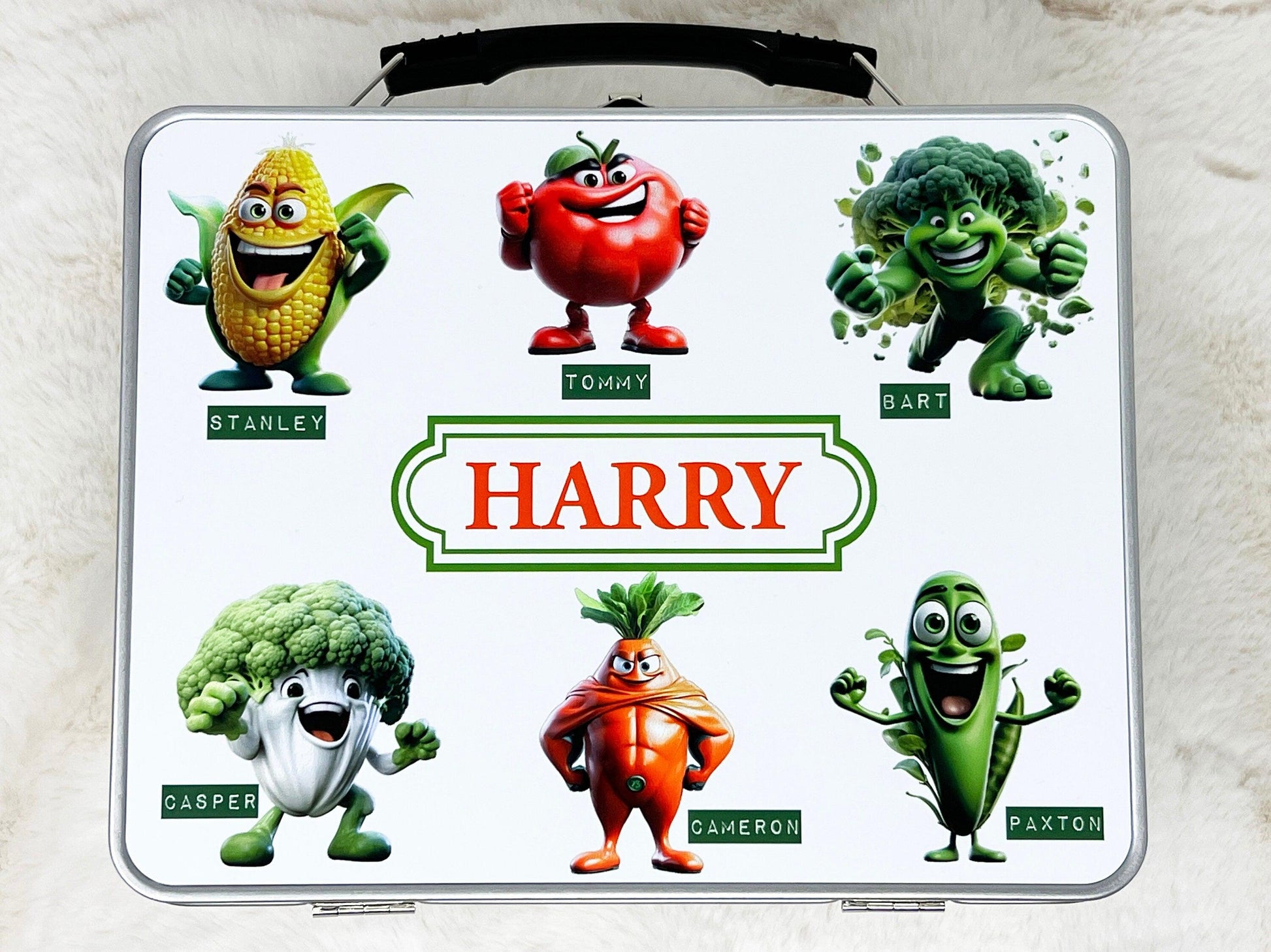 Personalised Kids Metal Vegetables Lunch Box