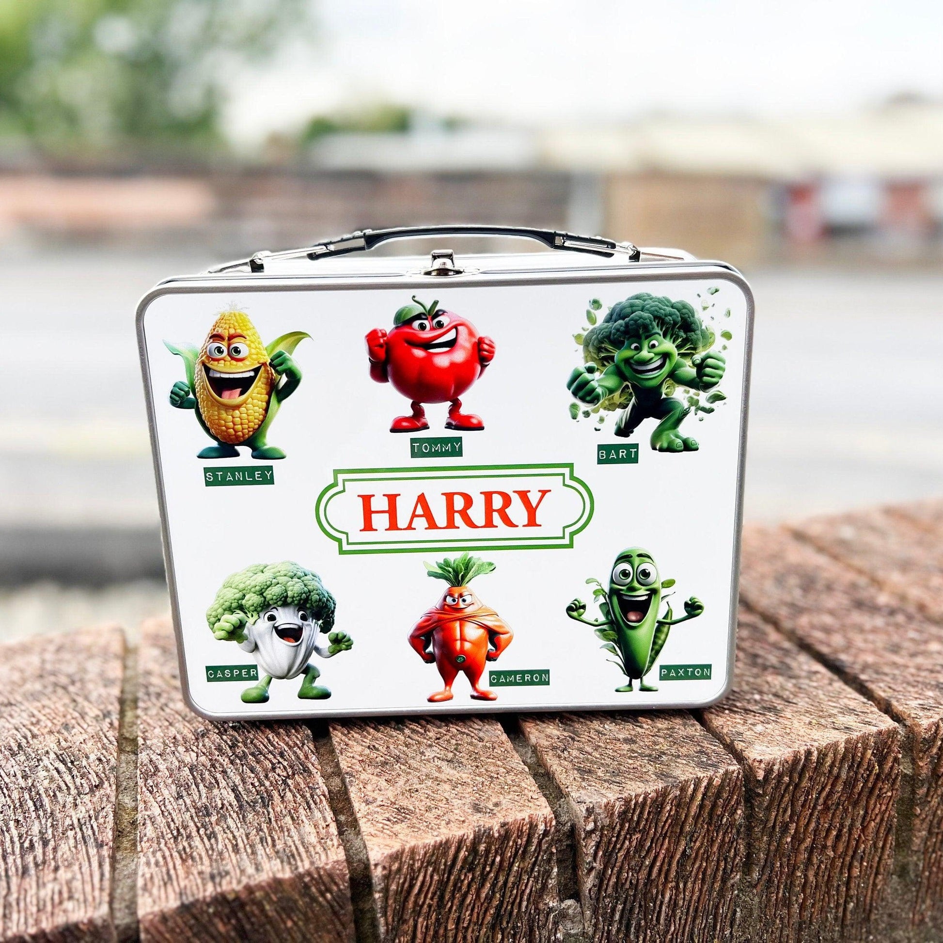 Personalised Kids Metal Vegetables Lunch Box