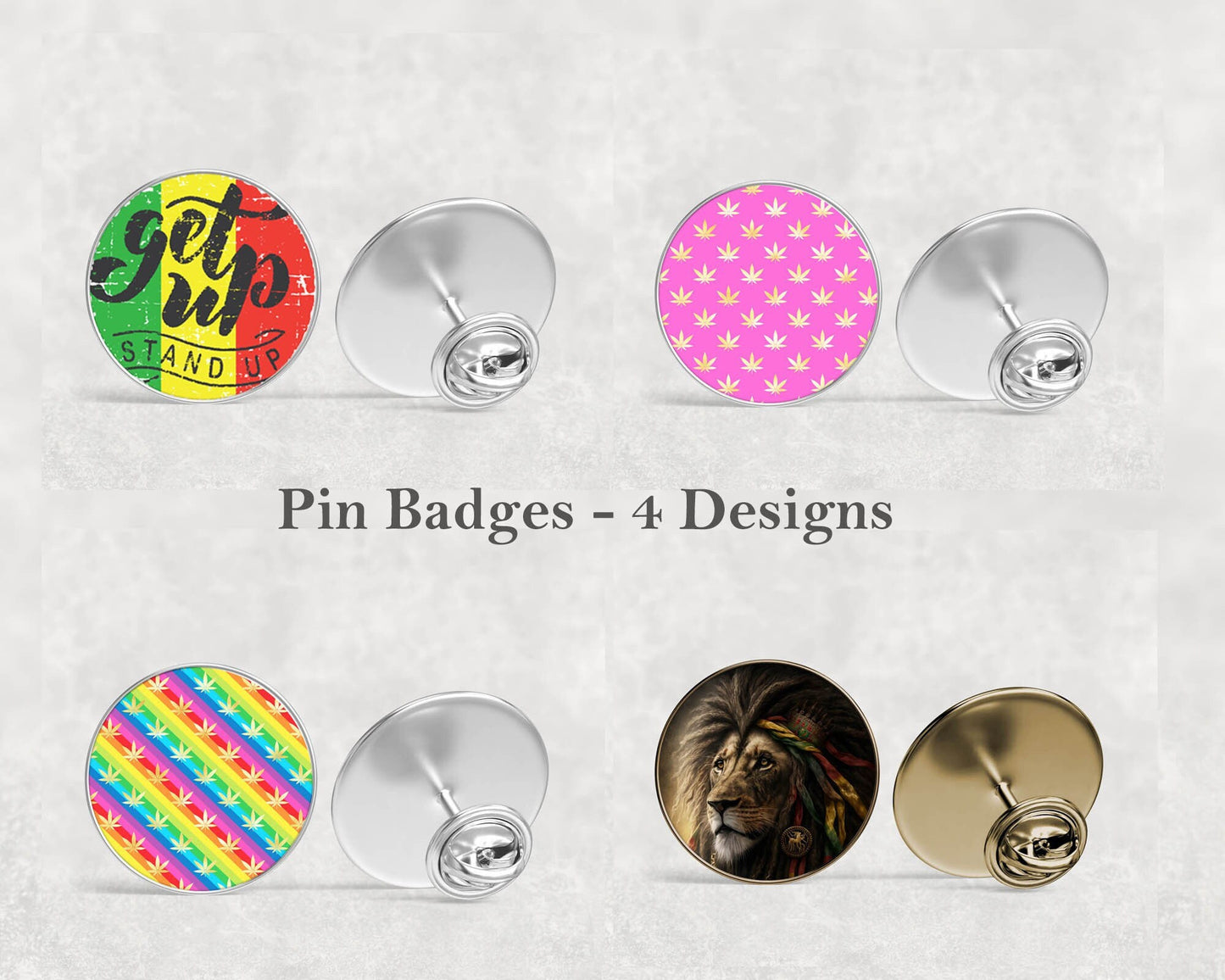 Pin Badge Reggae Theme, Weed Pin Badge, Rasta Pin Badge, Get Up Stand Up Pin Badge, Reggae Gift, Bag Badge, Rasta Gift, Pink Weed,