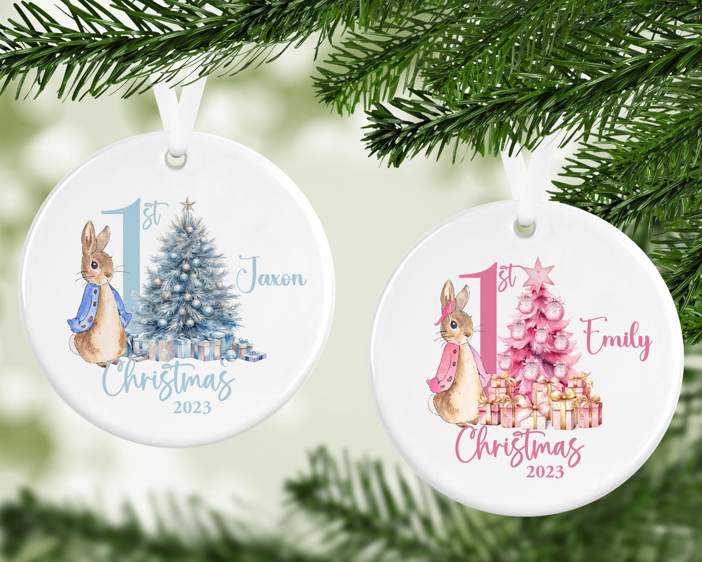 Peter Rabbit First Christmas Bauble,Flopsy First Christmas Hanging Decoration, Baby's First Christmas,Baby Christmas Gift,Christmas Keepsake