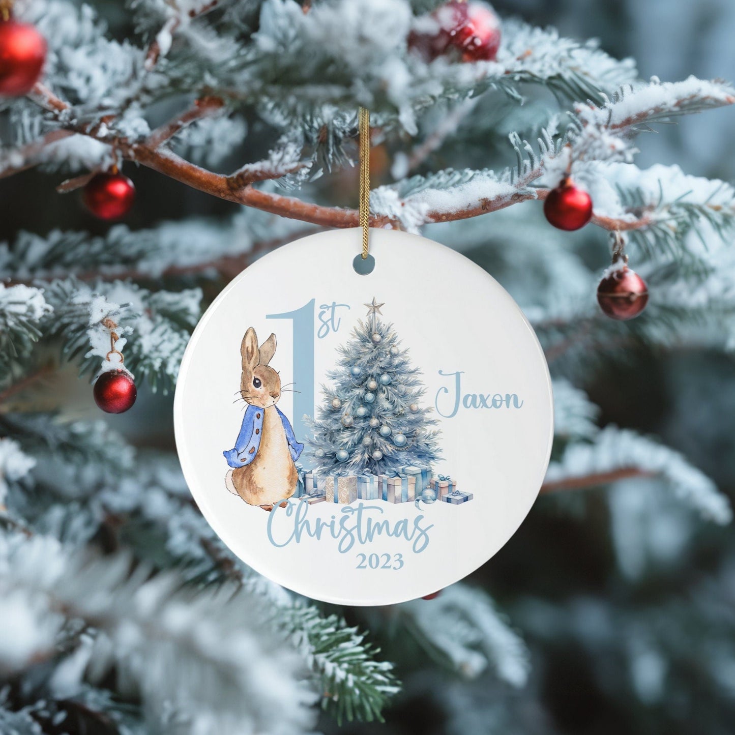 Peter Rabbit First Christmas Bauble,Flopsy First Christmas Hanging Decoration, Baby's First Christmas,Baby Christmas Gift,Christmas Keepsake