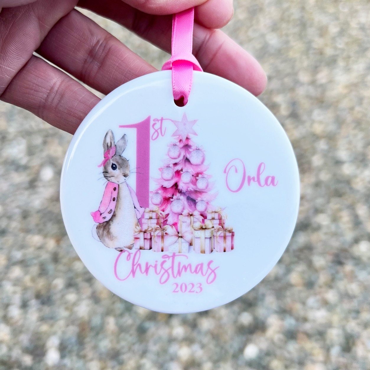 Peter Rabbit First Christmas Bauble,Flopsy First Christmas Hanging Decoration, Baby's First Christmas,Baby Christmas Gift,Christmas Keepsake