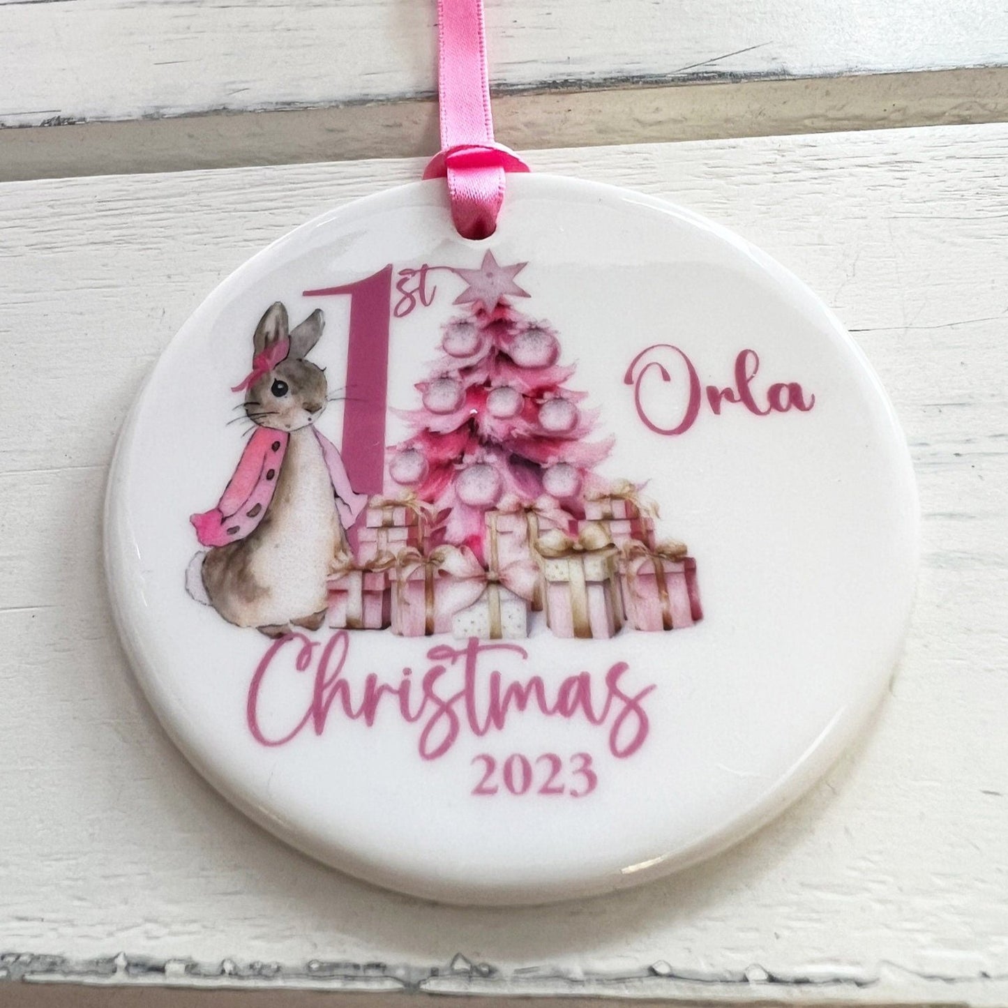 Peter Rabbit First Christmas Bauble,Flopsy First Christmas Hanging Decoration, Baby's First Christmas,Baby Christmas Gift,Christmas Keepsake