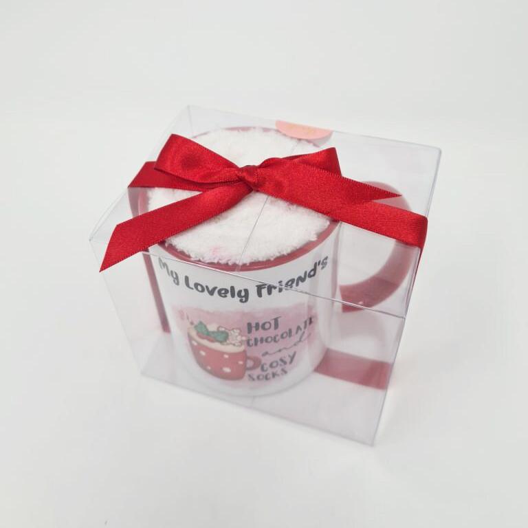Hot Chocolate Mug With Cosy Socks Set, Chrismas Mug With Socks, Hot Chocolate & Fluffy Socks set, Family and friend mug and socks set