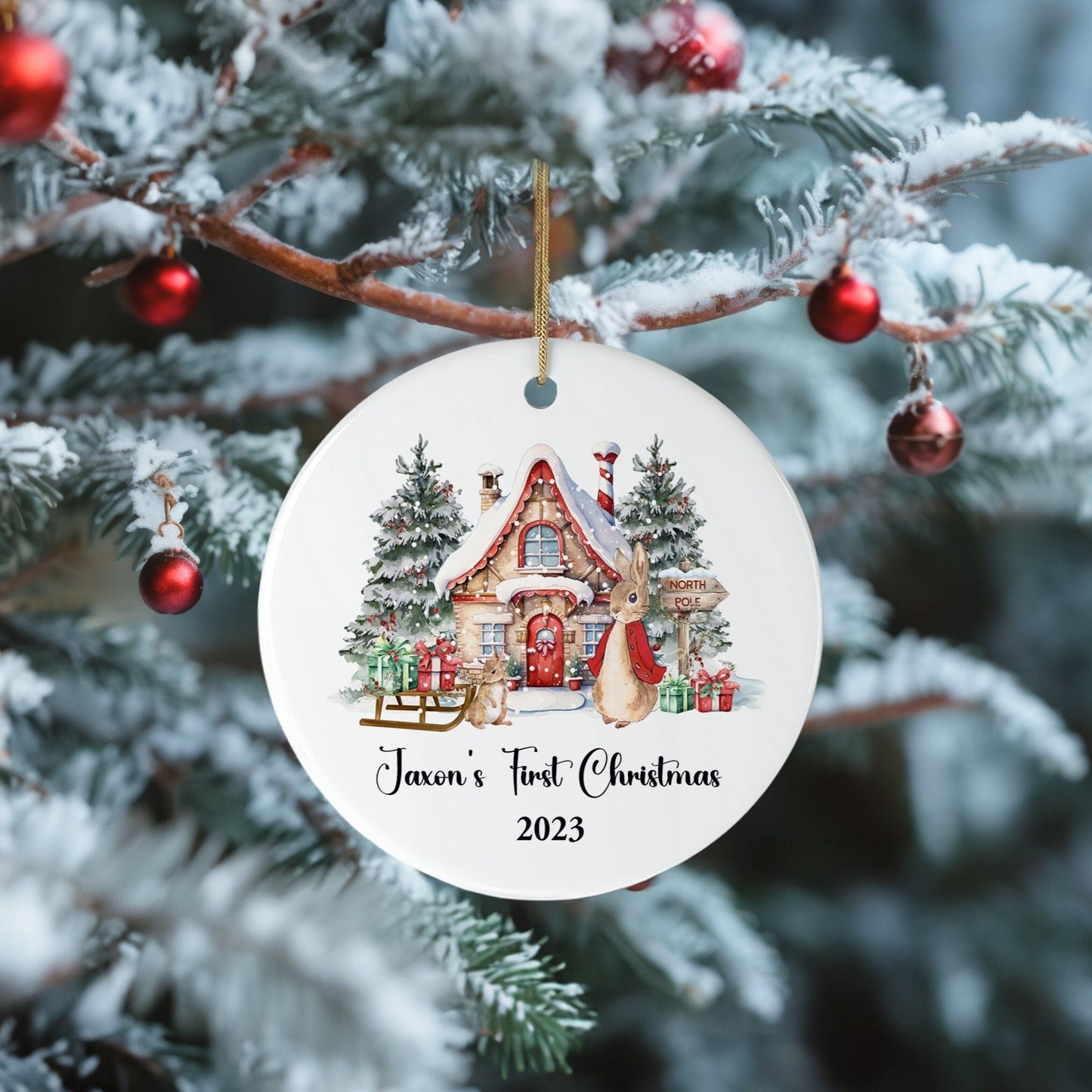 Peter Rabbit First Christmas Bauble,Flopsy First Christmas Hanging Decoration, Baby's First Christmas,Baby Christmas Gift,Christmas Keepsake