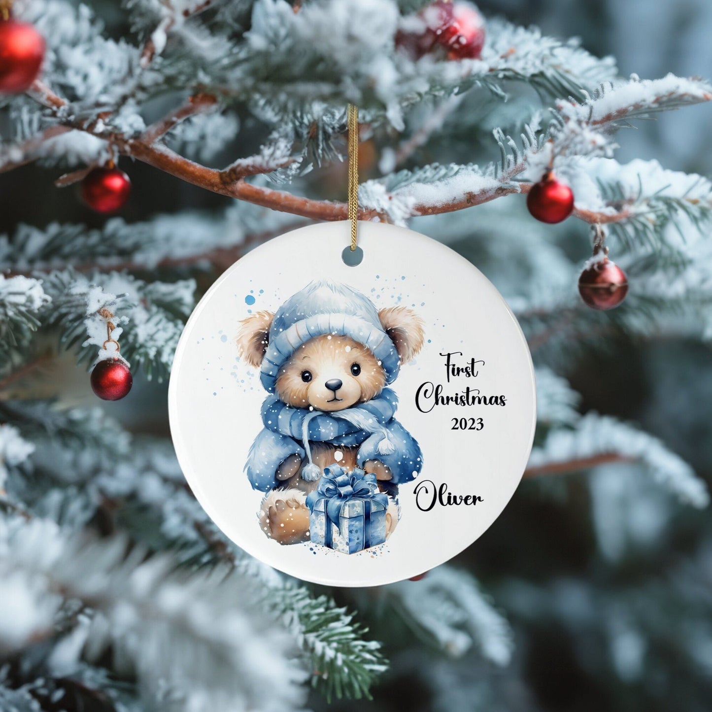 Baby Boy First Christmas Bauble, Teddy 1st Christmas Hanging Decoration, Baby's First Christmas, Teddy Bear Christmas, Christmas Keepsake