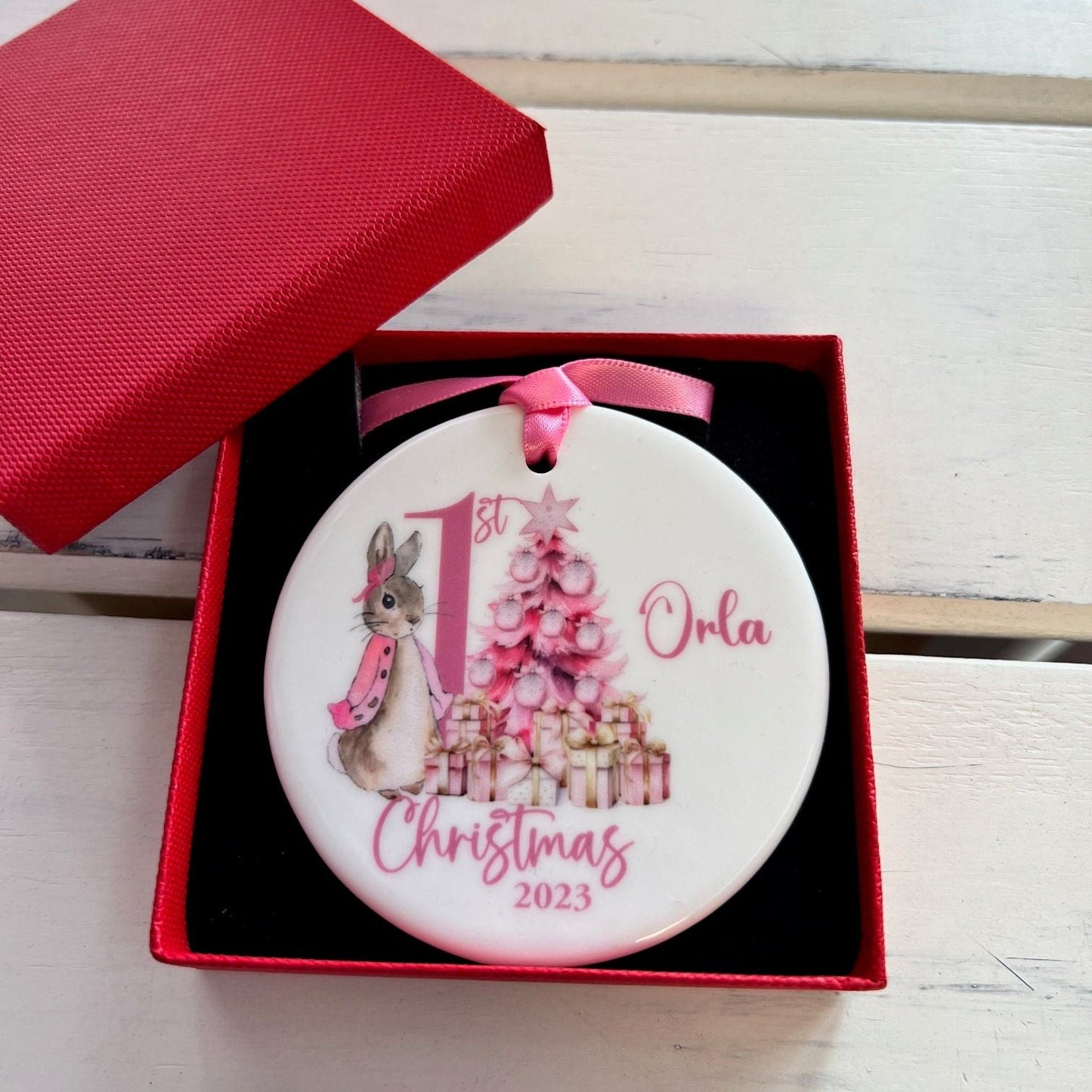 Peter Rabbit First Christmas Bauble,Flopsy First Christmas Hanging Decoration, Baby's First Christmas,Baby Christmas Gift,Christmas Keepsake