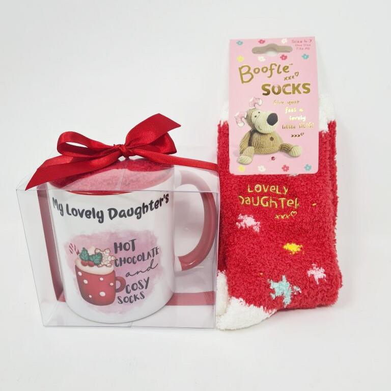 Hot Chocolate Mug With Cosy Socks Set, Chrismas Mug With Socks, Hot Chocolate & Fluffy Socks set, Family and friend mug and socks set