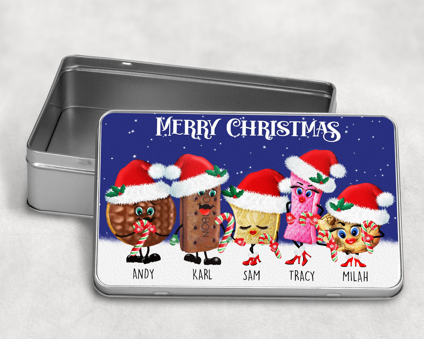Personalised Christmas Biscuit Tin, Goodie Tin, ChristmasTreat Tin, Family Tin, Grandad Tin, Mum Tin, Nana Tin, Christmas Gift