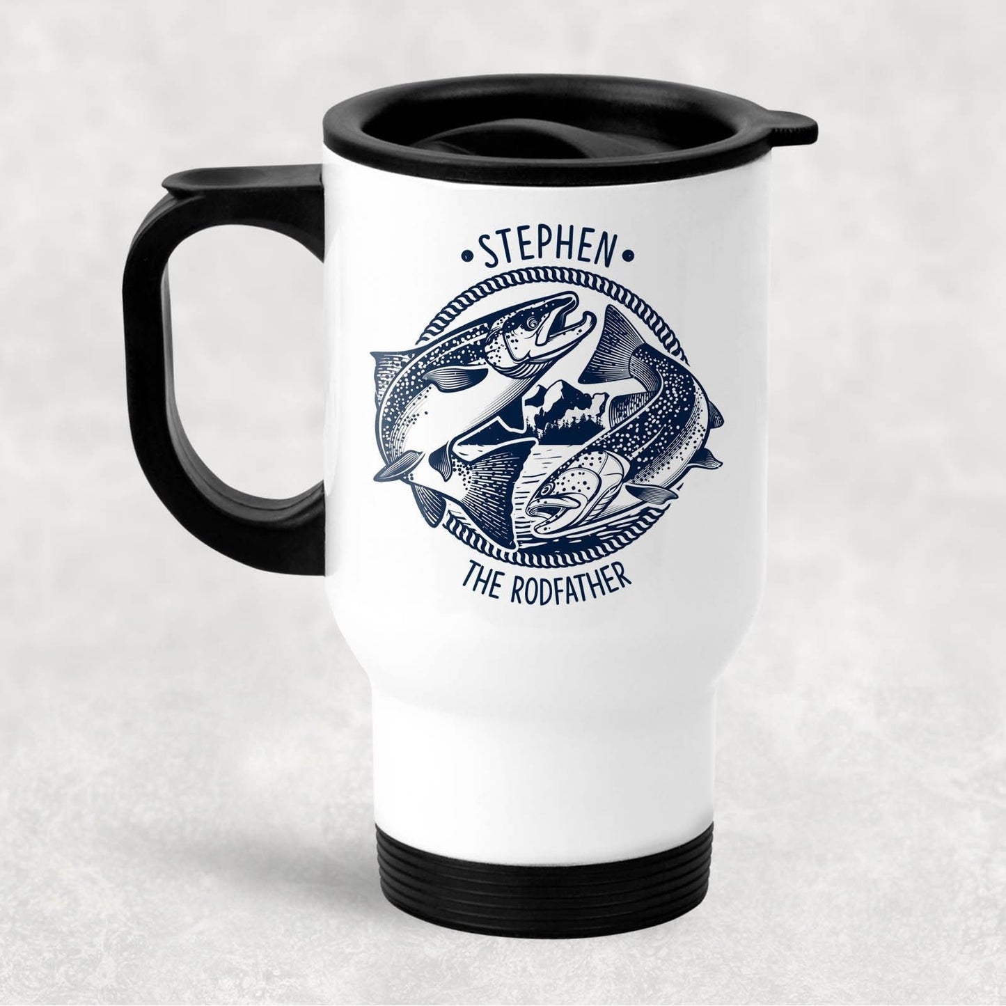 Personalised Fishing Travel Mug, Fisherman Gift, Fishing Gift, Travel Mug Fishing, Rodfather Fishing Gift, Dad/Grandad/Uncle fishing gift