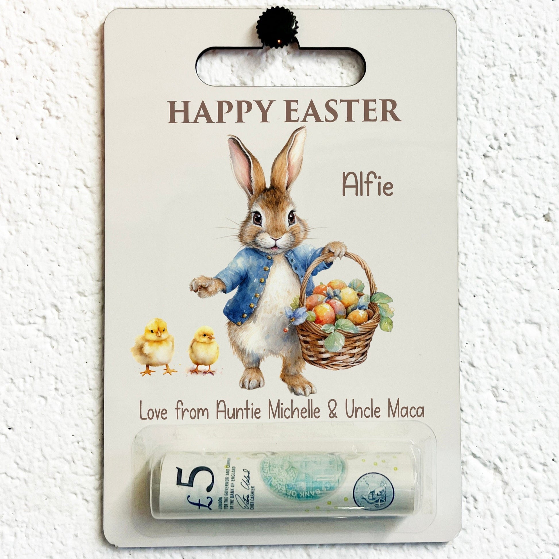 Personalised Rabbit Wooden Easter Money Wallet