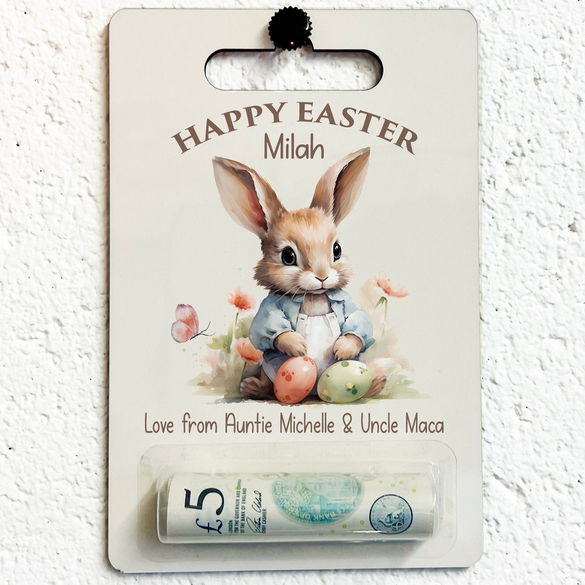 Personalised Rabbit Wooden Easter Money Wallet