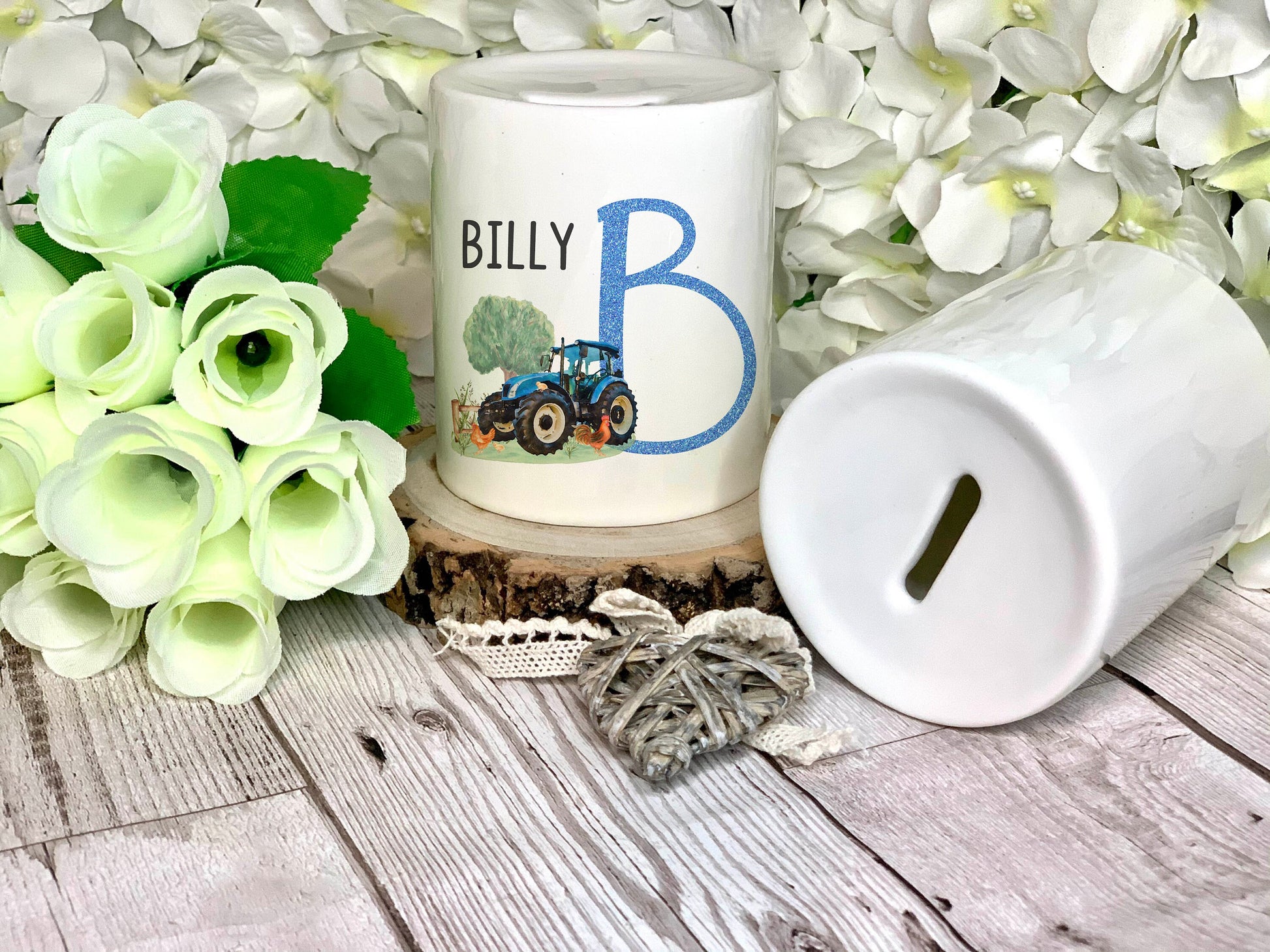 Personalised Tractor With Initial Money Box