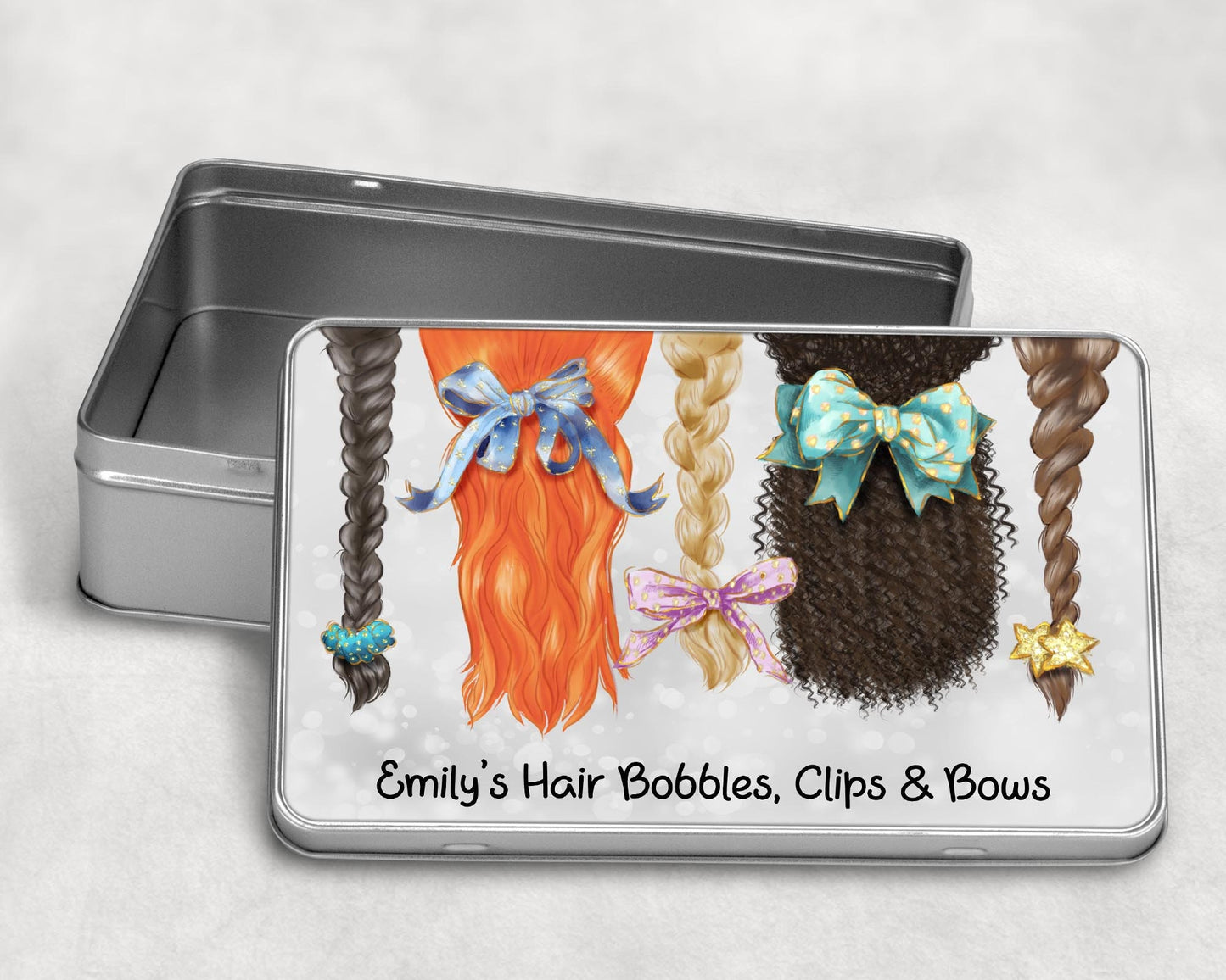 Personalised Hair Accessory tin, Hair accessory storage, Girls hair bobble storage, Girl Gift, Hair bows and bobbles storage box,