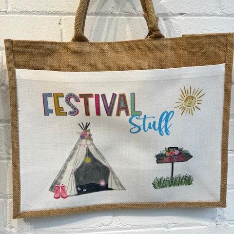 Music Festival Glamping Travel Bag Gift Summer Holidays Large Jute Bag Camping Trip Hessian Bag for Life Eco friendly Festival Stuff