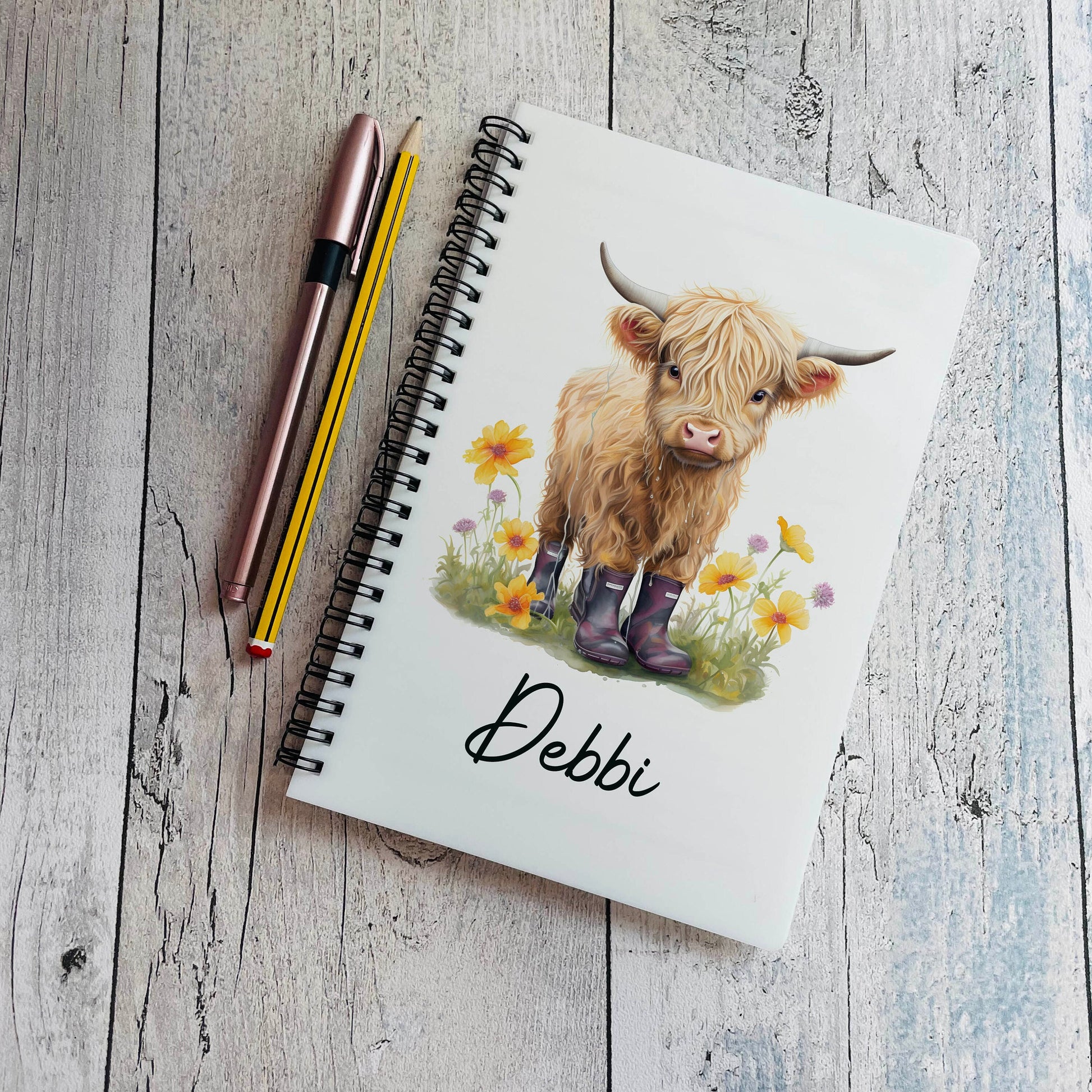 Personalised Cute Highland Cow Notebook