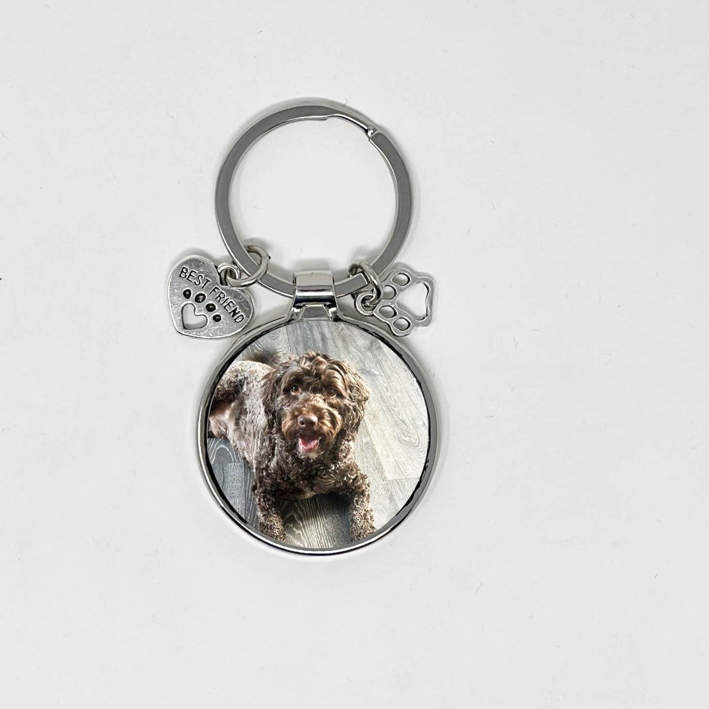 Personalised Pet Dog Cat Rabbit Photo Keyring With Charms Metal Keyring Gift For Pet Lover Dog Mam Cat Mum