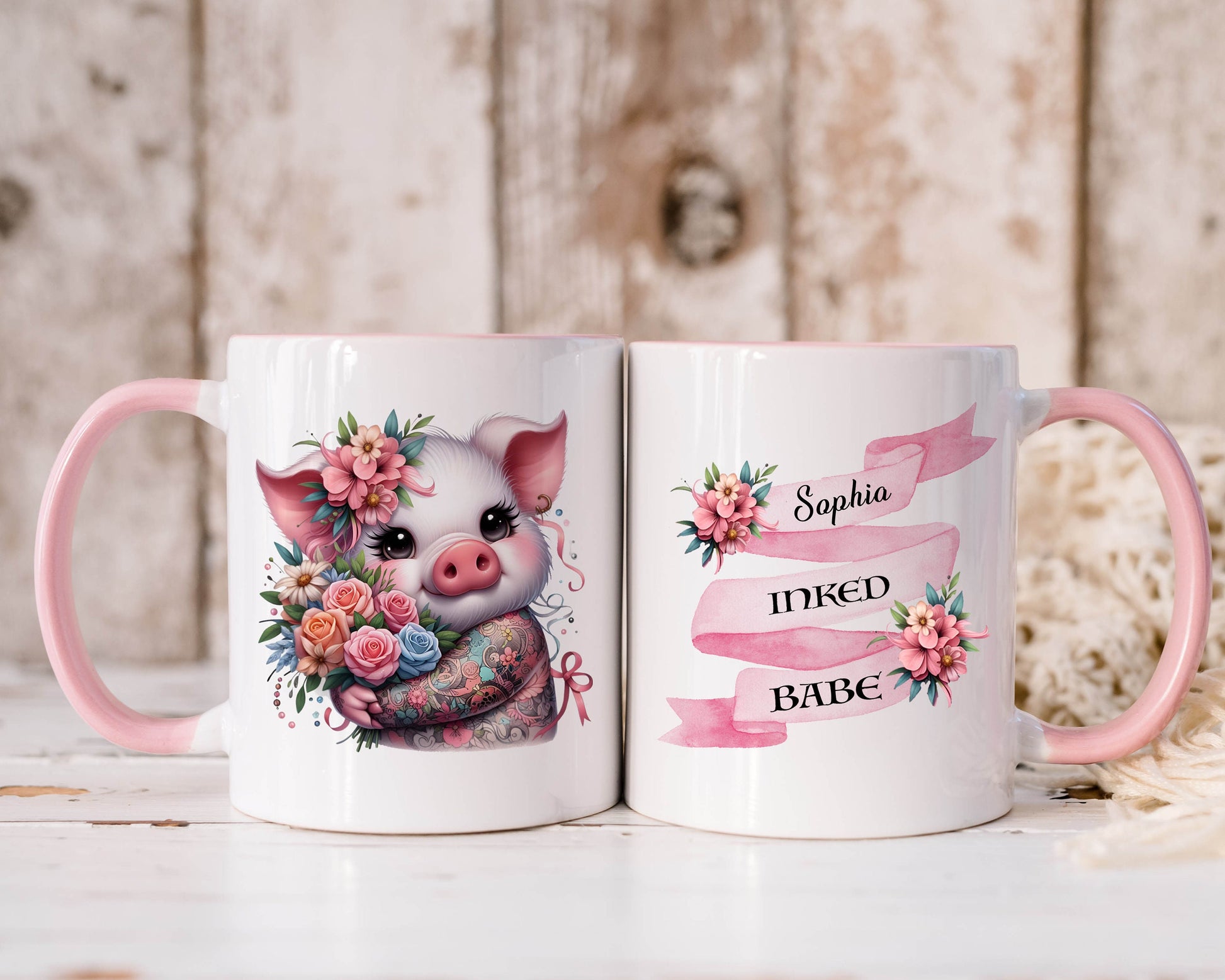 Personalised Tattoo Pig Mug
