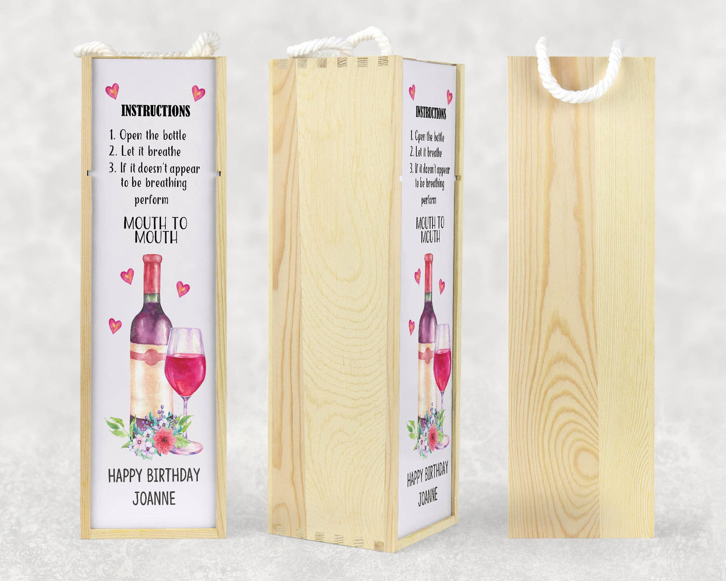 Personalised Birthday Wine Box Funny Quote Add Your Own Message Wooden Wine Bottle Holder