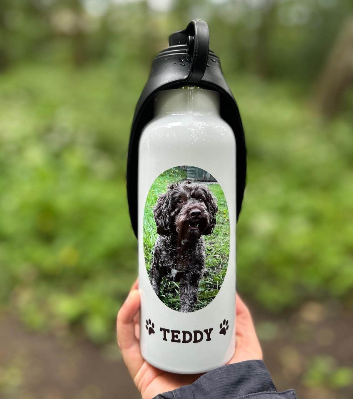 Personalised Pet Dog Water Bottle, Travel Pet Water Bottle, Pet Portrait Drinking Bowl, Pet Essentials, Pet Travel Gift, Dog Water Bottle